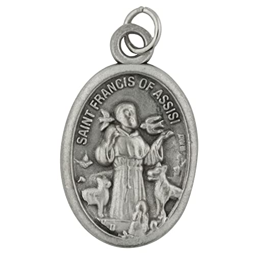 5 Pack Of Saint Francis Of Assisi Oval Pet Medals | "Bless And Protect My Pet" | Patron Saint Of Animals | Great Catholic Gift | Attach To Collar Or Pet Crate | Made In Italy #TOP1