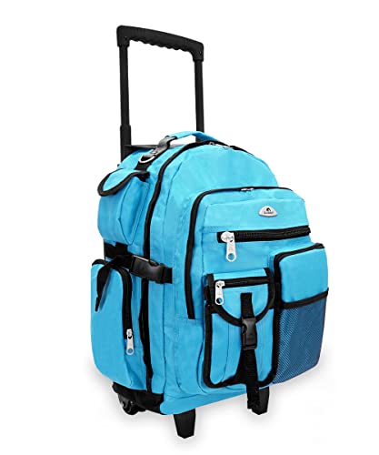 Everest Deluxe Wheeled Backpack, Turquoise, One Size