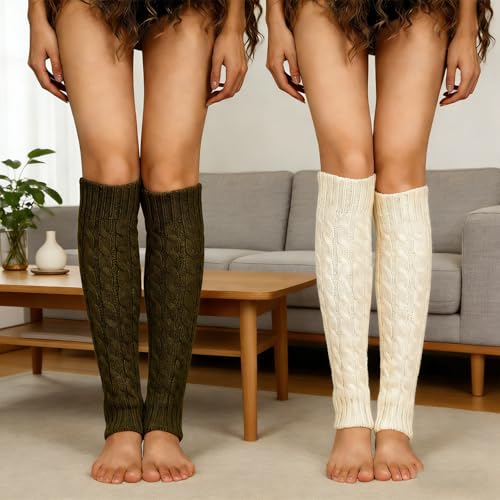 Image of 2 Pcs Leg Warmers Y2k, Leg Warmers, Y2k Accessories, Cute Kawaii Cream Legwarmers for Women Winter