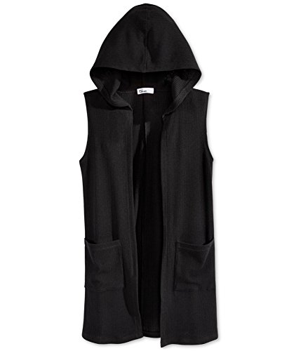 Epic Threads Girls Ribbed Hooded Sweater Vest deepblack XL