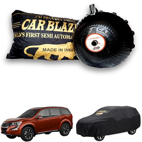 Image of CARBLAZER Portable & Semi-Automatic Full Body Car Covers: Heavy Duty Device| Anti-Theft| Dust & Scratch Proof | Water & Wind Resistant|Custom Fit| Dual-Side Cover, Compatible for Mahindra XUV500