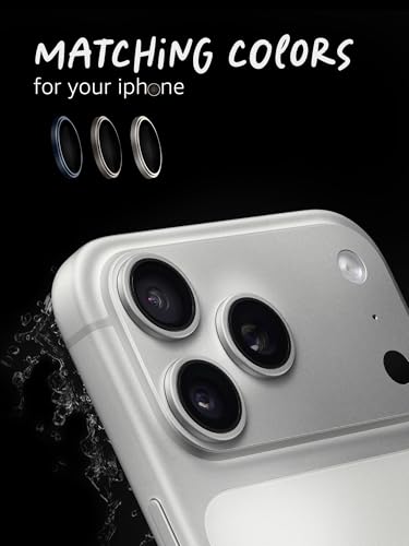 Image of Lensarmor Compatible with iPhone 17 Pro / 17 Pro Max Camera Lens Protector Silver (2-Pack) - 9H Tempered Glass, Military-Grade Anti-Scratch, Case-Friendly, Easy Alignment Frame