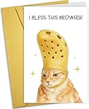 Funny Pope Cat Meme Wedding Cards, Humorous Pun Meow Engagement Card for Friend Bestie Newlywed Couple, Hilarious Wedding Anniversary Cards for Cat Lovers, Perfect Wedding Gifts for Couples, Friends & Spouses