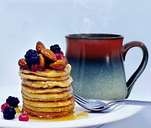 Ecodeco Large Pottery Coffee Mug 24 Oz - Oversized Ceramic Cup With Big Handle - 1 Pcs (Red To Blue) #TOP2