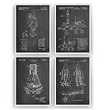  Espacio Exterior Poster de Patente - Conjunto de 4 Impresiones - Outer Space Patent Print Póster Con Diseños Patentes Decoración de Hogar Inventos Carteles - Marco No Incluido