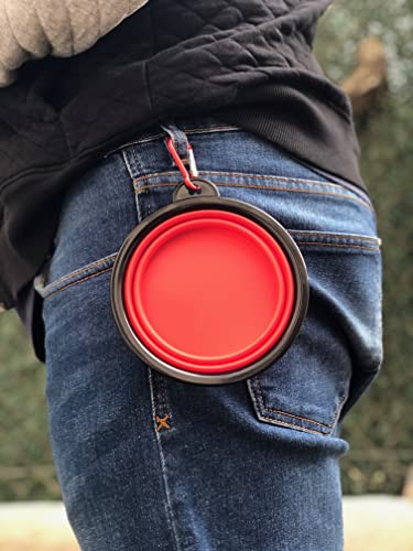 Miniatura 3 de Comedero Plegable Para Mascotas, Bowl Para Alimentar Perros Y Gatos, Cuenco Plegable, Tazón Fuente Alimentación, Bebedero Portátil Rojo