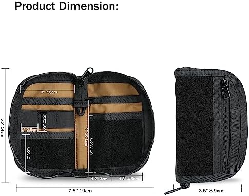 VIPERADE VE21 EDC Pouch Small EDC Bag Organiser, EDC Tool Organiser Bag with 6 Compartments, Small Multitool Pocket Organiser Pouch with Velcro Surface, Nylon Tool Bag Small(Black)