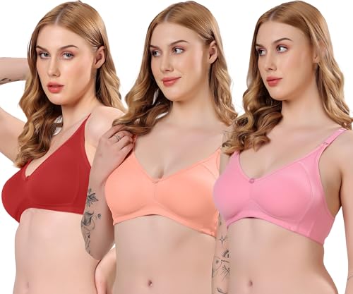 Image of London Hills Regular Bra for Women Everyday Non Padded Wire Free Full Coverage Cotton Blend