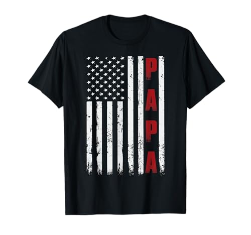 Proud Papa Flag Funny Fathers Day 2026 From Grandchildren T-Shirt