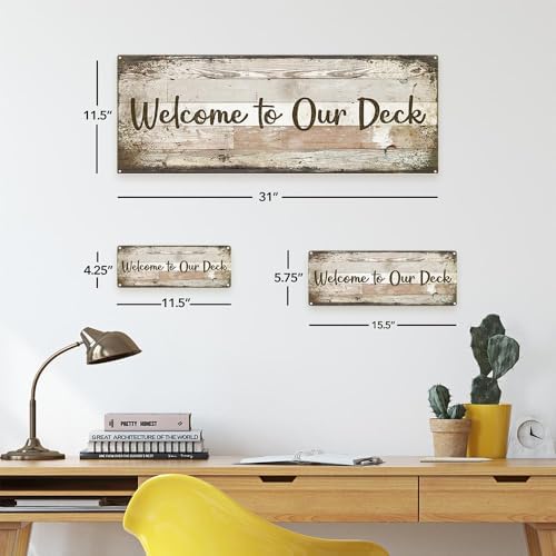Homebody Accents Welcome to Our Deck Metal Sign; Indoor-Outdoor, Aluminum Wall Decor for your deck, terrace or balcony image 5