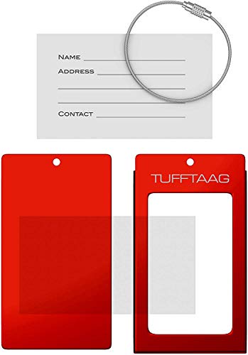 Luggage Tags Business Card Holder Tufftaag Pair Travel Id Bag Tag - Scarlet #TOP2