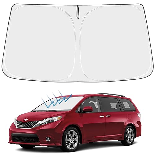 Image of Proadsy Front Windshield Sun Shade Foldable Sunshade Protector Custom Fit 2011-2020 Sienna Accessories 2026 Upgrade