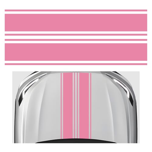 Image of 2 PCS Car Hood Sticker, 70.9 inch x 7.3 inch Waterproof Racing Stripes Auto Body Side Decals, Sports Style Hood Sticker Exterior Decoration for Most Vehicles, Car Accessories (Pink)