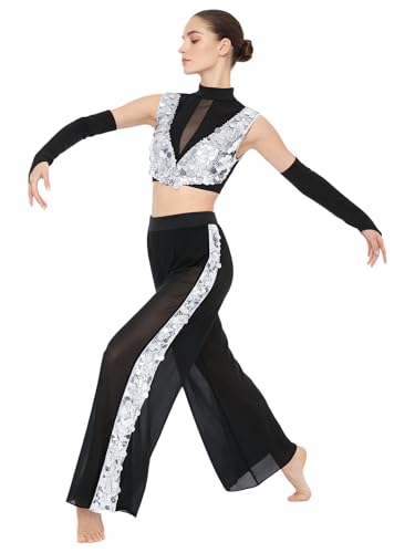 Tenue de deux ensemble paillettes confortable et extensible pour danseuse