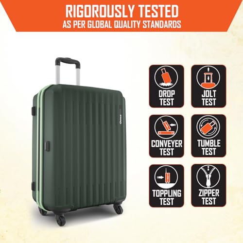 Image of Safari Genius Alley Set of 2 (Cabin + Medium) Trolley Bags Hard Case Polypropylene, 4 Spinner Wheels, 360 Degree Wheeling Luggage, Suitcase for Travel, Trolley Bags for Travel, Deep Forrest