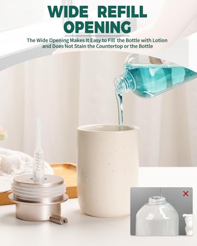 Image of BosilunLife Lotion Pump Dispenser - Aprcot Soap Dispenser Bathroom Ceramic Dish Liquid Soap Dispenser for Kitchen, Bathroom Countertop Soap Dispensers (Apricot, Liquid Pump)