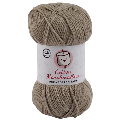 Image of NESTNHAVEN Cotton Marshmallow 100% Cotton Yarn - (50 g, 130 m) - Luxury Yarn for Crochet, Amigurumi, Embroidery, Toys, Garments, Flowers and Hobby Projects (Coffee)