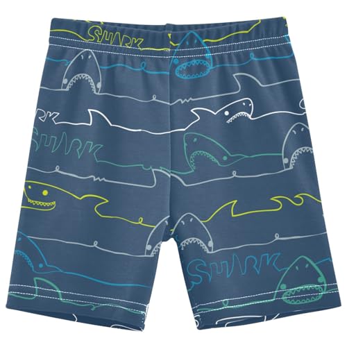 Dallonan Girls Dance Shorts, Toddler Biker Shorts Cartwheel Under Dress Colored Line Shark Kids Biking Clothes 4-10Y Multi