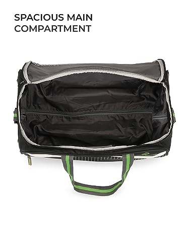 Image of Stony Brook by Nasher Miles Maze Polyester Cabin Small 52 cm Black Fluorescent Green Wheel Duffel Bag for Travel | Duffle Bag with Trolley
