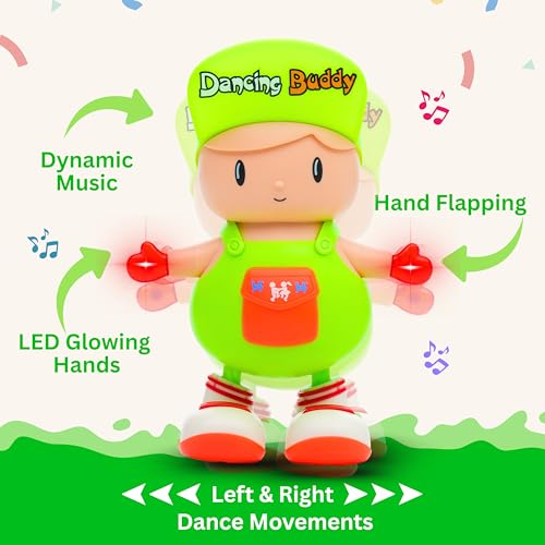 Image of Gooyo GY-3049 Dancing Buddy Toy with Vibrant Light Effect & Musical Sound | Best Dancing & Musical Toy for Kids | Dancing Boy Toy | Green | 3xAA Battery (Not Included)