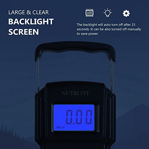 Nutri Fit Luggage Scale Digital Suitcase Weighing Scale Portable For Travel, Handheld Fish Weight Scale With Hook For Fishing, 110Lb/50Kg As Traveler Gifts #TOP2