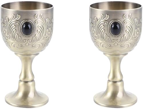 Copas de vino vintage de metal retro, copas de vino en relieve, mini vasos portátiles para bar en casa, boda, suministros de fiesta