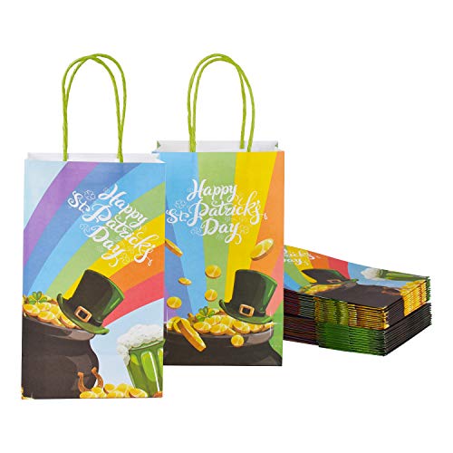 Irische Partytüten zum St. Patrick's Day, 24 Stück, grünes Kleeblatt, Lucky Rainbow, Geschenktüte mit Griff Cover
