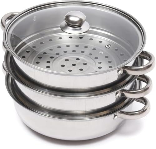 SLLSステンレススチーマーインチ蓋付き蒸し器 多目的調理器具 速炊き機能 省スペース組み合わせ収納 野菜・餃子・ソース用 食品用蒸し鍋