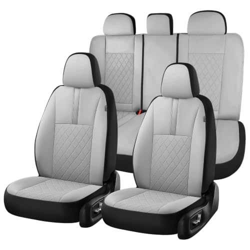 Image of Coverado Car Seat Covers Full Set, Automotive Leather Seat Covers for Car,Universal Fit Front Back Seat Cover, Non-Slip Waterproof Breathable Car Seat Protector