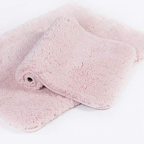 Image of Walensee Shaggy 2 Piece Bath Rug Set, (20 x 32, 2 Pack Set, Blush) Bathroom Rug Set Bath Mats for Bathroom Machine Wash/Dry Absorbent Bathroom Mats Set Non Slip Plush Rug Sets for Shower
