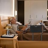 KATKLIU Bettgitter für Senioren – 60.5~80.5cm Langes Faltbares Bettgeländer mit Höhenverstellung – Sicherheitsstütze für Pflege, Genesung, Senioren, Einstiegs- und Aufstehhilfe