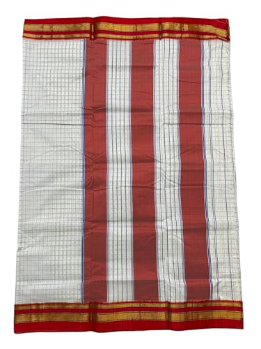 Image of Star Design white+Red Narayanpet Ilkal Cotton Saree With 6.20 m