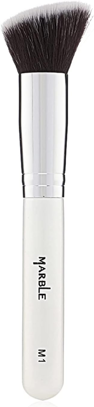 Marble angled brush M001 for creamy blusher and countor with synthetic fibers are ultra-soft that doesnt damage the makeup underneath