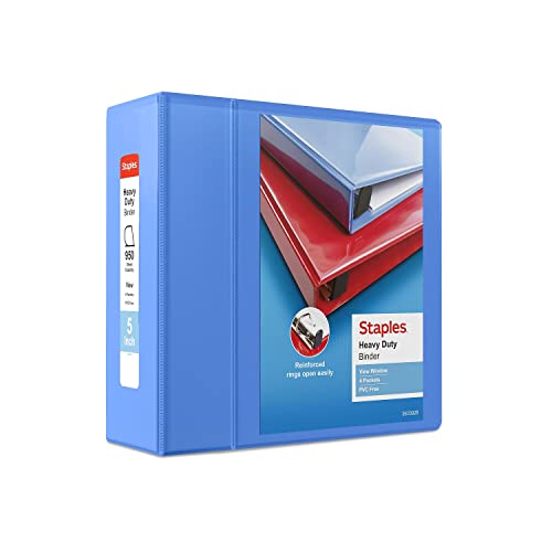 Staples Heavy-Duty 5-Inch D-Ring View Binder Red 1000 Sheets | Extra-large capacity for office archiving and bulk document storage. product thumbnail 11
