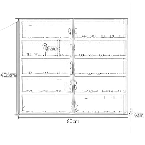 Vitrine mit 6 Ebenen, schwarz, mit Glastüren, mehrstöckige Vitrine für Sammlerstücke, Figuren und Spielzeug, stilvolles Wandregal für Zuhause, Büro, Spielzimmer und Schlafzimmeraufbewahrung – Bild 3