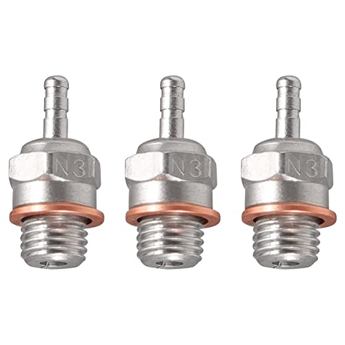 Weishuji Hot Glow Plug, Hot Glow Plug N3, Spark Glow Plug, N3 Super Duty Spark Engine Parts For Traxxas Kyosho Hsp Hpi Redcat 1/8 1:10Th Rc Car Truck Buggy, Silver (6-Pack) #TOP4