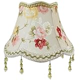 Abat-jour à fleurs en tissu : cet abat-jour de style européen, orné de motifs floraux et de perles, apportera une touche chaleureuse et délicate à votre pièce, dans un esprit vintage