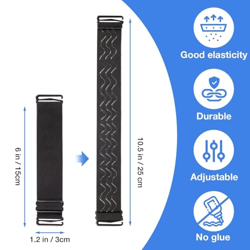 Noverlife 2PCS Adjustable Elastic Band for Wigs, Non-Slip Removable Wig Band with Buckles, Black Grip Wig Strap Silicone Strips for Glueless Wig Cap Making, Wig Accessories Keeping Wig in Place