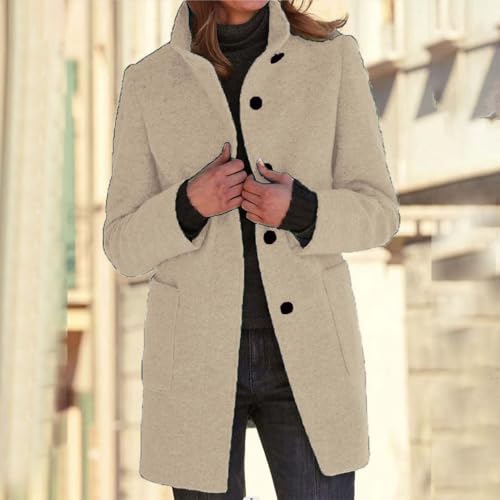 Hiking Jacket Women Lightweight Long Coats Winter Stand Collar Breasted Wool Blend Peacoat Thicken Blazer Jacket2