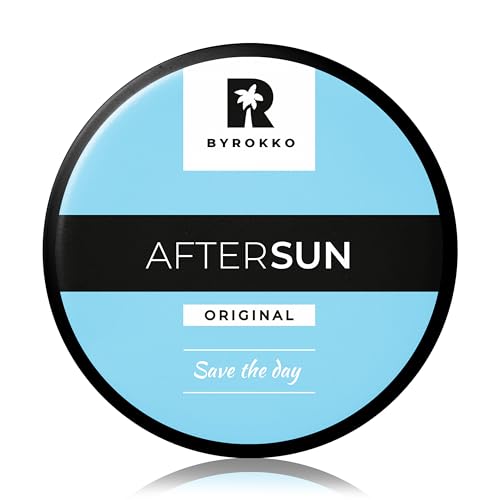 BYROKKO Crema para después del sol, loción bronceadora natural con mentol, mantequilla de mango y vitamina E, refresca, hidrata y nutre la piel expuesta al sol, vegana, sin parabenos, conservador