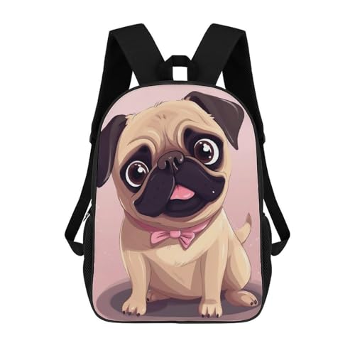 Fun Pug Dog Backpack for Men Women, Heavy Duty Backpack Large Capacity, Durable Lightweight Travel Daypack
