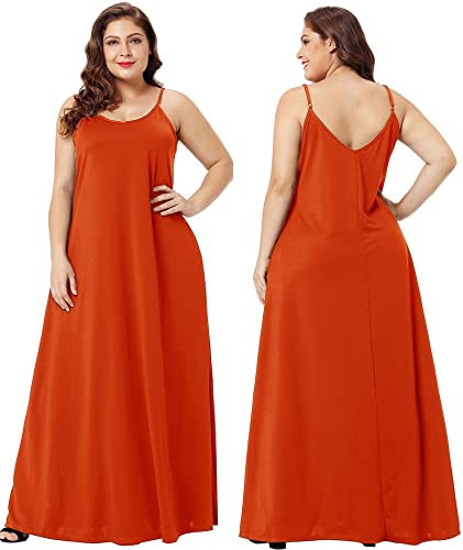Image of Wolddress Womens Maxi Dress with Pockets 2026 Casual Strap Plus Size Loose Plain Long Office Summer Beach Travel Dresses S-5X