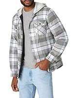 Wrangler Authentics Men's Long Sleeve Quilted Lined Flannel Shirt Jacket with Hood, Cloud Burst, XX-Large