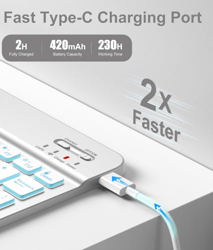 Image of Hamile for iPad 11th 10th Generation Case with Keyboard - 7 Colors Backlit Wireless Detachable Folio Keyboard Cover with Pencil Holder for iPad A16 11-inch 2025 10th Gen 10.9 Inch 2022 (Light Gray)