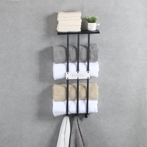 Toalleros para baño montado en la pared para organizar toallas de hotel en casa 7