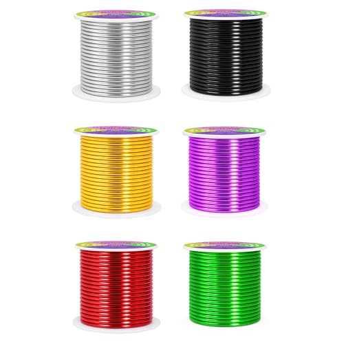 Image of Mandala Crafts 8 GA Silver Black Red Assorted Anodized Aluminum Craft Wire | 120 FT, Colored, Flexible, Bendable for Bonsai Armature Sculpting Wire Wrapping Jewelry Making, Weather & Tarnish Resistant