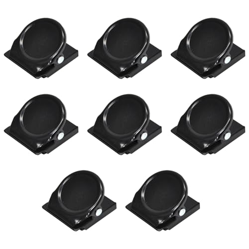 Lot de 8 pinces magnétiques multifonctions en métal pour réfrigérateur, notes, images, tableau blanc, bureau, salle de classe, noir