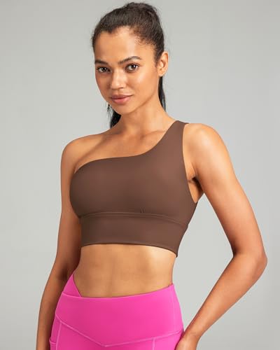Image of Queenie Ke Womens One Shoulder Sports Bra Left Side Strap Yoga Bras Gym Training Workout Crop Tops