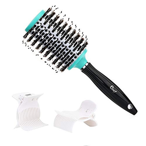 Round Hair Brush,BLACK EGG Boar Bristle Round Brush for Blow Drying with Nylon Tips,Nano Thermal Ceramic ion Barrel Brush,3.5x9.8In,Perfect for Hair styling,Scalp Massage,Suitable for all hair Types.