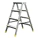 Produktbild Trittleiter mit 4 Stufen  doppelseitige Profi-Leiter aus Aluminium, 2,86 m Arbeitshöhe, bis zu 150 kg Belastung, Klapptritt für Haushalt, FORTENA